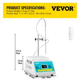 SucceBuy 2/5L Magnetic Stirrer Hot Plate Drink Agitator Vortex Mixer Shaker W/ Stir Bar Digital Display Portable Blender for Lab