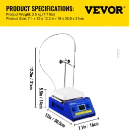 SucceBuy 2/5L Magnetic Stirrer Hot Plate Drink Agitator Vortex Mixer Shaker W/ Stir Bar Digital Display Portable Blender for Lab