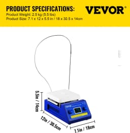 SucceBuy 2/5L Magnetic Stirrer Hot Plate Drink Agitator Vortex Mixer Shaker W/ Stir Bar Digital Display Portable Blender for Lab