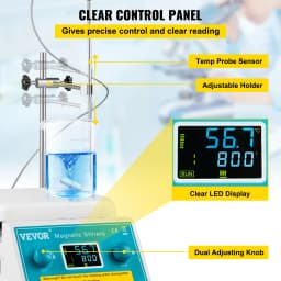 SucceBuy 2/5L Magnetic Stirrer Hot Plate Drink Agitator Vortex Mixer Shaker W/ Stir Bar Digital Display Portable Blender for Lab