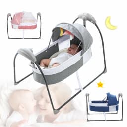 Baby Cot 3-Speed Auto Swing Electric Baby Swing Baby Bouncer Baby Lounger Cradle up to 18KG with Music