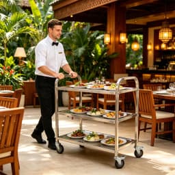 Stainless Steel Kitchen Serving Cart 3 Tiers 85x45x90cm with 4 Universal Wheels Restaurant Trolley for Storage And Organization