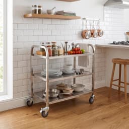 Stainless Steel Kitchen Serving Cart 3 Tiers 85x45x90cm with 4 Universal Wheels Restaurant Trolley for Storage And Organization
