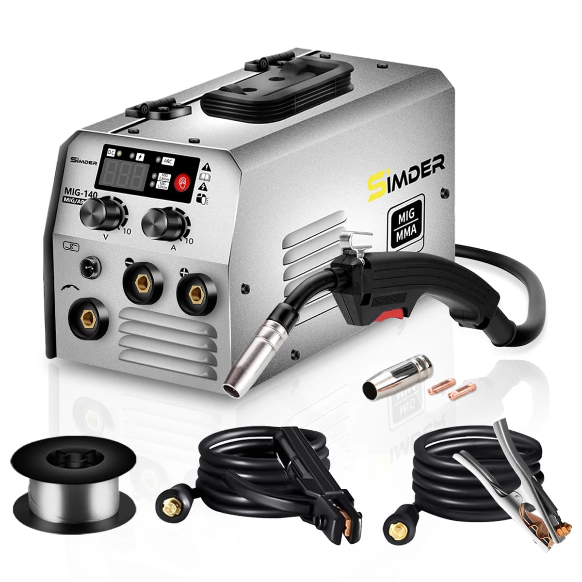 SSIMDER MIG Welder Gasless MIG MMA 2 in 1 Welding Machine Flux Core Welder  140Amp IGBT Inverter Welder MIG No Gas