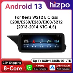 Hizpo Android Auto Car Radio for Mercedes Benz W212 E-Class NTG 4.0/4.5/5.0 E200 E230 E260 E300 S212 CarPlay Intelligent System