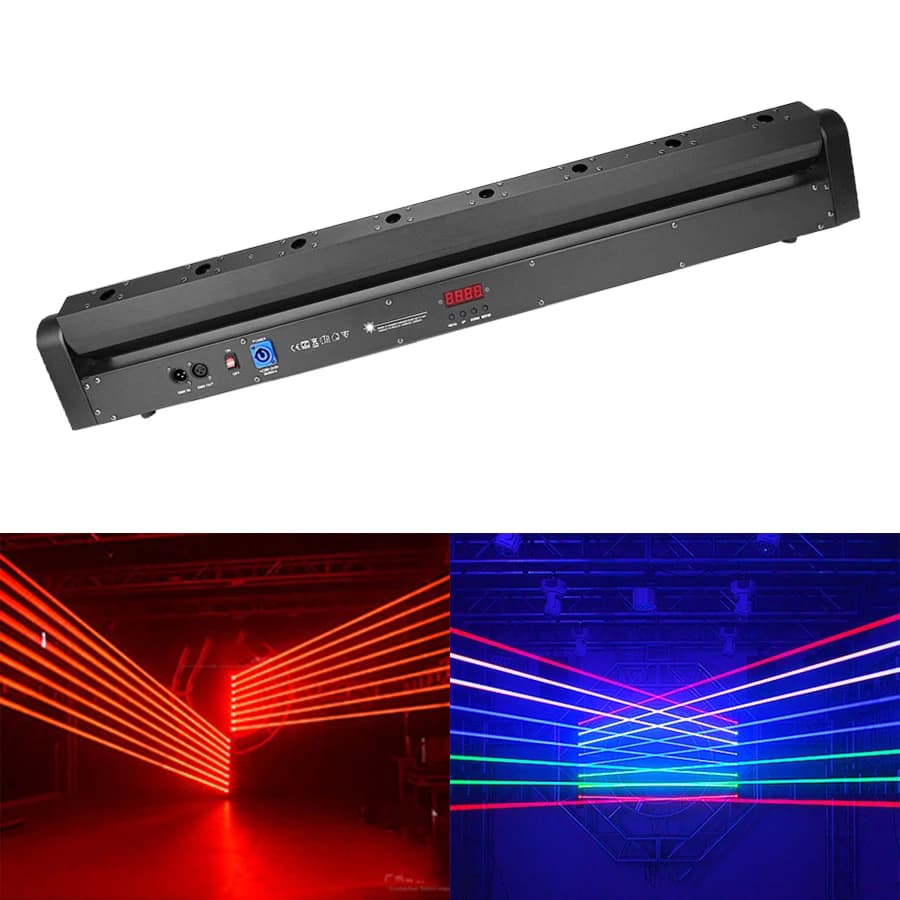 8 Eyes Moving Head Laser Light Single Red DMX512 Controlled Beam Light Bar DJ Stage Light Projector Disco Party Wedding Light