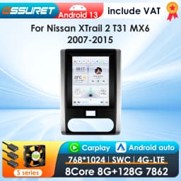OSSURET 9.7''Android 13 Car Radio for Nissan X-Trail X Trail 2 T31 MX6 2007-2015 Multimedia Stereo 2Din Vertical Screen Carplay