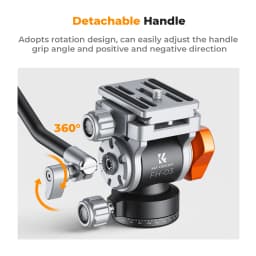 K&F Concept 11lb/5kg Load Tripod Fluid Head Video Head Silky-Smooth Stable Camera Fluid Heads for Nikon Canon Leica Sony Camera