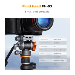 K&F Concept 11lb/5kg Load Tripod Fluid Head Video Head Silky-Smooth Stable Camera Fluid Heads for Nikon Canon Leica Sony Camera