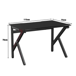 Gaming Table 115 cm K-shaped gaming table with headphones Hook & Cup Holder & cable management ergonomic computer table with