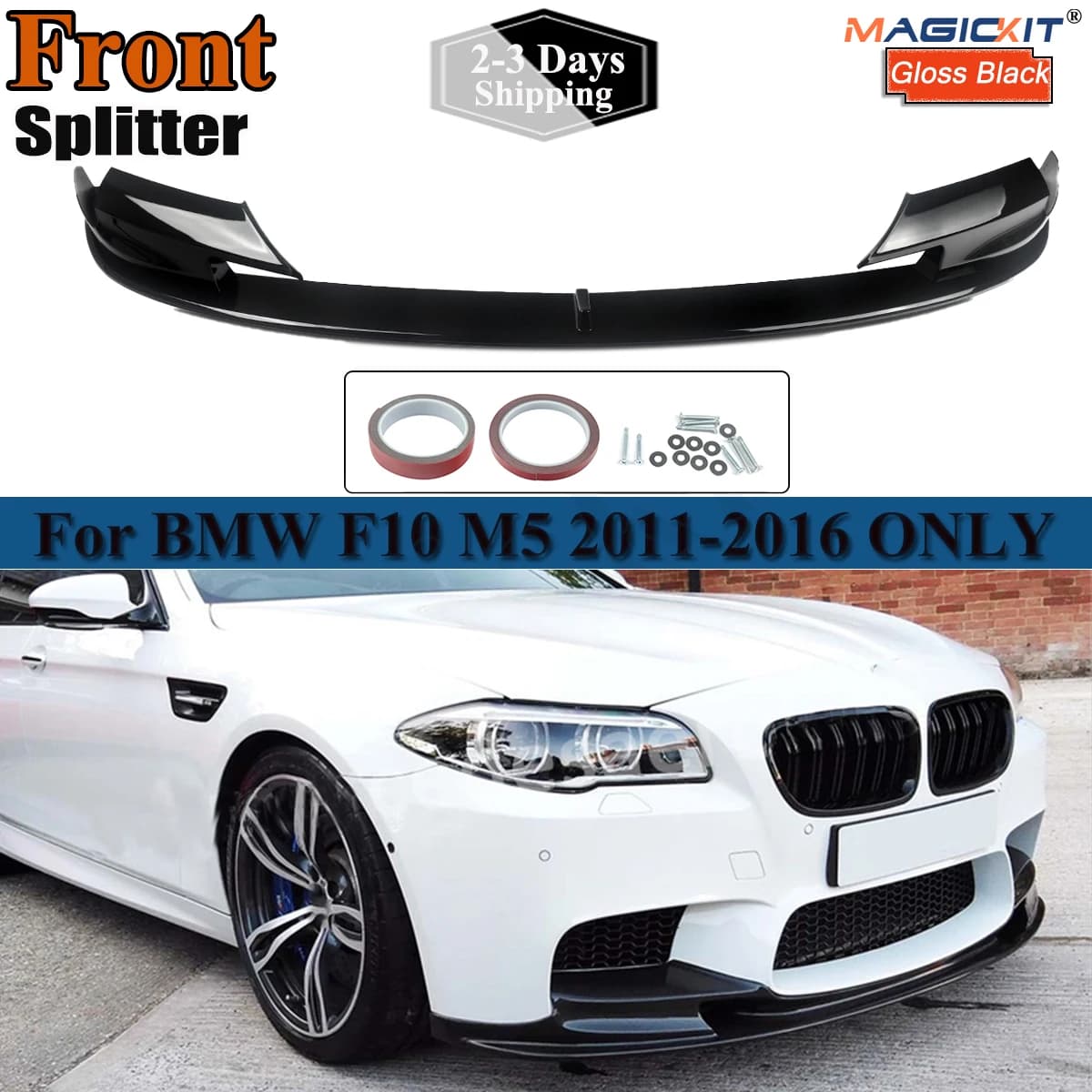 Car Front Bumper Lip Chin Splitters For BMW 5 Series F10 M5 Model 2010-2016 Body Kit Aprons Cover Guard Trim