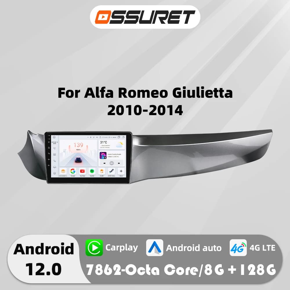9"Android 13 Autoradio for Alfa Romeo Giulietta 2010-2014 multimedia player 4G Auto Carplay 2din GPS navi Stereo SWC RDS Screen