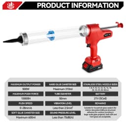 ONEVAN 50MM Electric Glass Gun 14 Nozzles Cordless Caulking Glass Gun Houeshold Gap Filling Power Tools For Makita Battery Pin