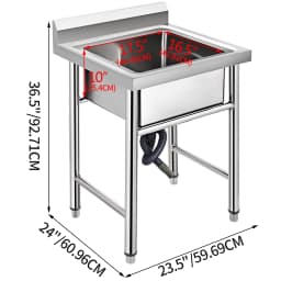 SucceBuy Handmade Sink Stainless Steel Kitchen Sink Hand Made 1 Compartment Underbar Sink Farmhouse Cafe Shop