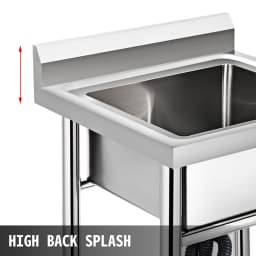 SucceBuy Handmade Sink Stainless Steel Kitchen Sink Hand Made 1 Compartment Underbar Sink Farmhouse Cafe Shop