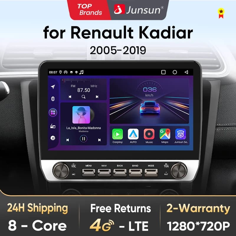 Junsun 10" Button Car Radio for Renault Kadiar 2015 GPS Multimedia Stereo BT FM RDS Wireless CarPlay for Apple Android Auto 4G