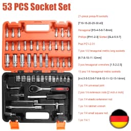 53pcs Ratchet Wrench Set Car Repair Tool Kit Ratchet Torque Wrench Combo Kit 1/4 Ratchet Spanner Screwdriver Bits Hand Tool