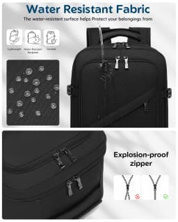 Kono Cabin bag 40x20x25 cm for Ryanair Under Seat hand luggage Backpack, Cabin Size 20L Black Minimalist