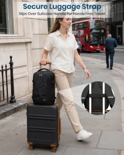 Kono Cabin bag 40x20x25 cm for Ryanair Under Seat hand luggage Backpack, Cabin Size 20L Black Minimalist