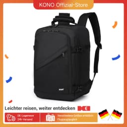 Kono Cabin bag 40x20x25 cm for Ryanair Under Seat hand luggage Backpack, Cabin Size 20L Black Minimalist