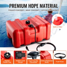 SucceBuy 12Gal Marine Fuel Tank Portable Boat Fuel Gas Tank with Hose Easy to Carry for Yacht Outboard Engine Fishing Boats