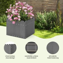 2 planters weatherproof, flower pots HDPE, garden flower box rectangular, flower bed with drainage gaps, raised bed flower pot