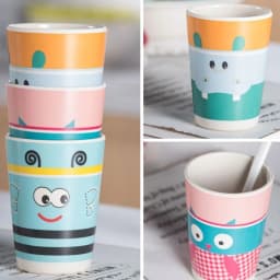 Baby Natural Bamboo Fiber Tableware Bowl Baby Feeding Plate Children Cute Cartoon Bowl Set