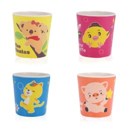Baby Natural Bamboo Fiber Tableware Bowl Baby Feeding Plate Children Cute Cartoon Bowl Set