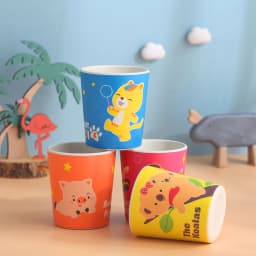 Baby Natural Bamboo Fiber Tableware Bowl Baby Feeding Plate Children Cute Cartoon Bowl Set