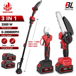 ONEVAN 3 in 1 Cordless Electric High Branch Saw 3500W Telescoping Chainsaw & Pruning Scissors Garden Tool For ONEVAN 18V Battery