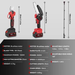 ONEVAN 3 in 1 Cordless Electric High Branch Saw 3500W Telescoping Chainsaw & Pruning Scissors Garden Tool For ONEVAN 18V Battery