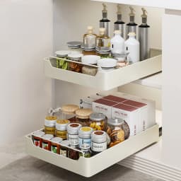 Kitchen Storage Rack with Slide Rails Pull-Out Kitchen Drawer Type Storage Tray Spice Box Storage Rack Cabinets Organizer