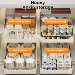 Kitchen Storage Rack with Slide Rails Pull-Out Kitchen Drawer Type Storage Tray Spice Box Storage Rack Cabinets Organizer