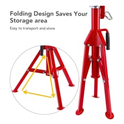 1pcs V Head Pipe Jack Stand 2500 lb Load Capacity,Heavy Duty Carbon Steel Body, Steel Jack Stands with Portable Folding Legs