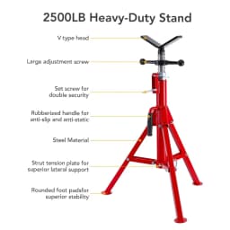 1pcs V Head Pipe Jack Stand 2500 lb Load Capacity,Heavy Duty Carbon Steel Body, Steel Jack Stands with Portable Folding Legs