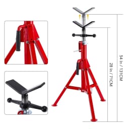 1pcs V Head Pipe Jack Stand 2500 lb Load Capacity,Heavy Duty Carbon Steel Body, Steel Jack Stands with Portable Folding Legs