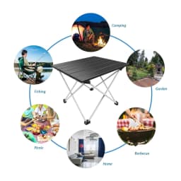 BRIEFNESS Folding Camping Table Portable Picnic Table Outdoor Table Garden Table Ultralight Small Folding Table Black
