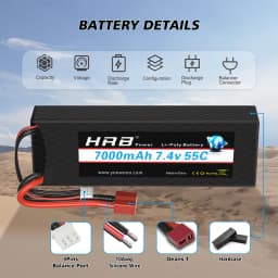 1/2PCS HRB Lipo Battery 2S 7.4V 6000mah 7000mah 55C 60C T RC Parts T Deans Hardcase Car Truck Airplane Boat 1/10