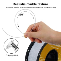 KINGROON Marble PLA Filament 1.75mm 1kg Like Marble White Stone 3D Printer FIlament, Plastic Spool 2.2lbs 3D Printing Material