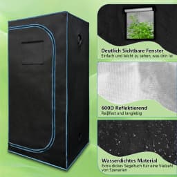C-JP 80x80x180cm Plant Growth Tent with Observation Window, Raised Floor Stand, and Tool Kit