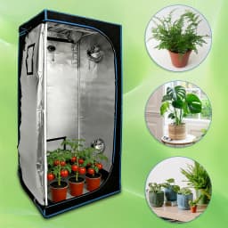 C-JP 80x80x180cm Plant Growth Tent with Observation Window, Raised Floor Stand, and Tool Kit