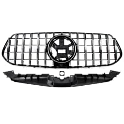 SAIQINGSP GTR Style Front Grille Chrome+Black For Mercedes-Benz W167 GLE350 GLE450 GLE580 GLE53AMG 2024 Car Accessories Tools