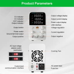 Adjustable DC Power Supply 30V 10A 5A Lab Bench Power Source Stabilized Power Supply Voltage Regulator Switch 120V 60V5A Wanptek
