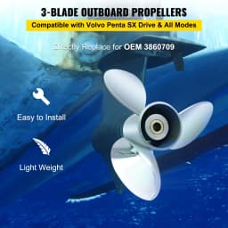 SucceBuy Outboard Propeller 3-Blade 14.5"x21" Boat Replace for OEM 3860709 Right-handed Steel Propeller Steel & 19 Spline Teeth