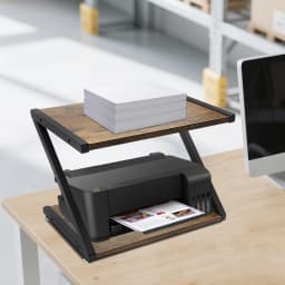 2-Tier Desktop Printer Shelf Carbon Steel Under Desk Printer Stand Table Load 10kg for Home Office