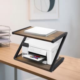2-Tier Desktop Printer Shelf Carbon Steel Under Desk Printer Stand Table Load 10kg for Home Office