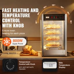 SucceBuy Commercial Food Warmer Display 4-Tier Pizza Warmer with Rotary Steam Heating 86℉~185℉ Temperature Control and Display