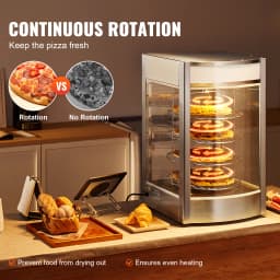 SucceBuy Commercial Food Warmer Display 4-Tier Pizza Warmer with Rotary Steam Heating 86℉~185℉ Temperature Control and Display