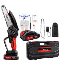 6 Inch Mini Chainsaw with 1.5Ah Batteries, 700W Cordless Chainsaw, One Handed with 2 Chains for Cuting Bamboo, Branches, PVC