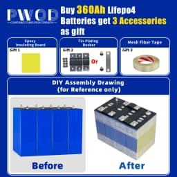 Grade A Lifepo4 Battery 360AH DIY 12V 24V 48V Lithium iron phosphate Cell Rechargeable golf cart batterie For RV EV Boat Camping